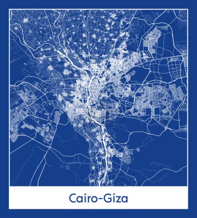 Illustration for Cairo-Giza Egypt Africa City map blue print vector illustration - Royalty Free Image