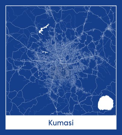 Téléchargez les illustrations : Kumasi Ghana Afrique Carte bleue illustration vectorielle - en licence libre de droit