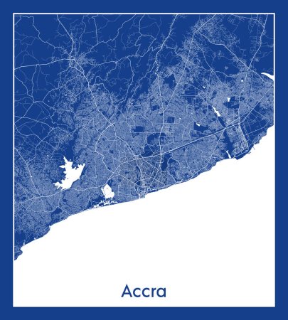 Illustration for Accra Ghana Africa City map blue print vector illustration - Royalty Free Image
