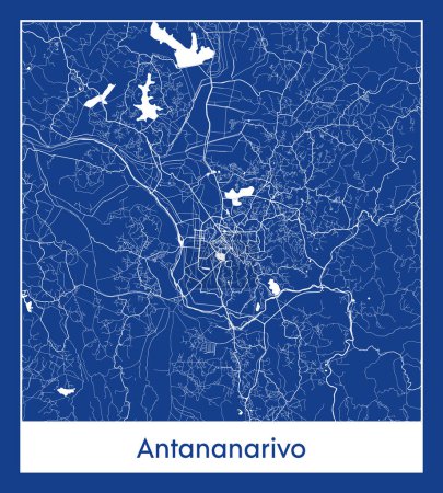 Ilustración de Antananarivo Madagascar Africa City mapa azul imprimir vector ilustración - Imagen libre de derechos