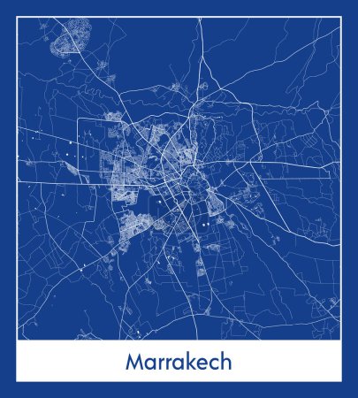 Illustration for Marrakech Morocco Africa City map blue print vector illustration - Royalty Free Image