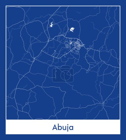 Illustration for Abuja Nigeria Africa City map blue print vector illustration - Royalty Free Image