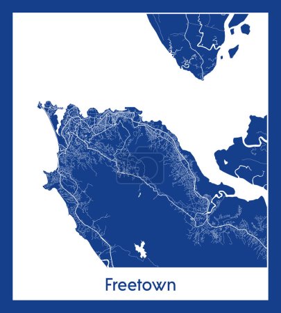 Illustration for Freetown Sierra Leone Africa City map blue print vector illustration - Royalty Free Image