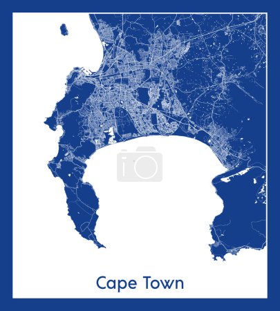 Illustration for Cape Town South Africa Africa City map blue print vector illustration - Royalty Free Image