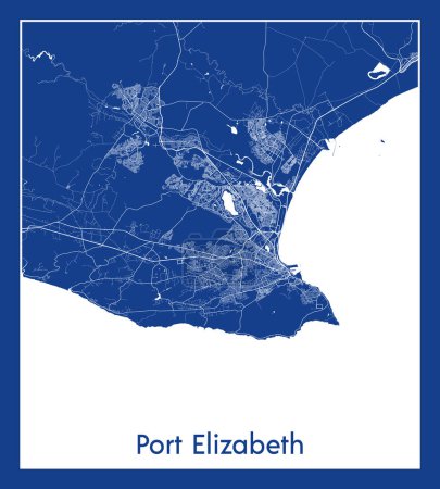 Illustration for Port Elizabeth South Africa Africa City map blue print vector illustration - Royalty Free Image