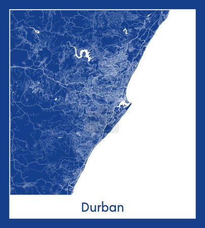 Illustration for Durban South Africa Africa City map blue print vector illustration - Royalty Free Image
