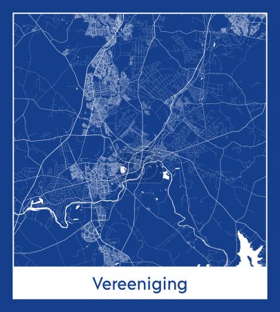 Ilustración de Vereeniging Sudáfrica mapa de la ciudad azul imprimir vector ilustración - Imagen libre de derechos