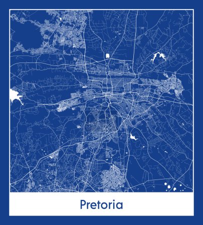 Illustration for Pretoria South Africa Africa City map blue print vector illustration - Royalty Free Image