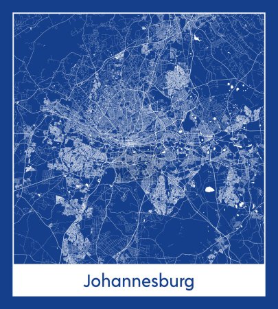 Illustration for Johannesburg South Africa Africa City map blue print vector illustration - Royalty Free Image