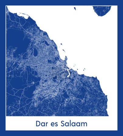 Illustration for Dar es Salaam Tanzania Africa City map blue print vector illustration - Royalty Free Image