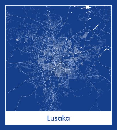 Illustration for Lusaka Zambia Africa City map blue print vector illustration - Royalty Free Image