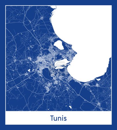Illustration for Tunis Tunisia Africa City map blue print vector illustration - Royalty Free Image