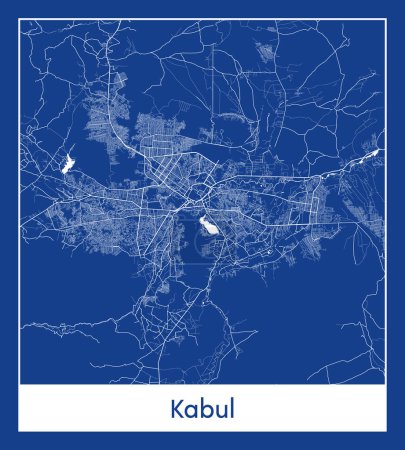 Ilustración de Kabul Afganistán Asia City mapa azul imprimir vector ilustración - Imagen libre de derechos