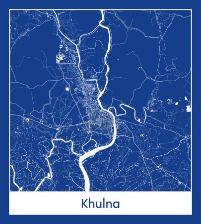 Illustration for Khulna Bangladesh Asia City map blue print vector illustration - Royalty Free Image