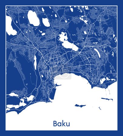 Illustration for Baku Azerbaijan Asia City map blue print vector illustration - Royalty Free Image