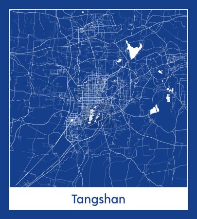 Illustration for Tangshan China Asia City map blue print vector illustration - Royalty Free Image