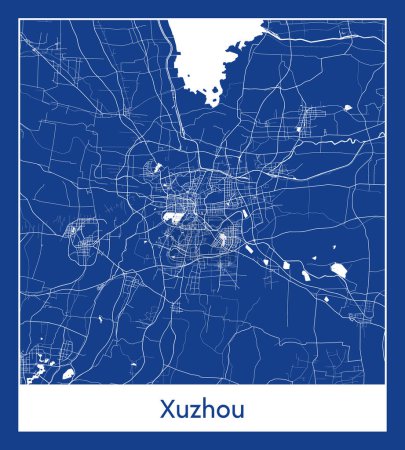 Illustration for Xuzhou China Asia City map blue print vector illustration - Royalty Free Image