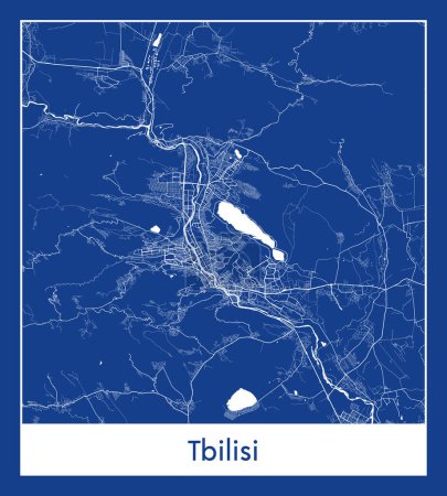 Ilustración de Tiflis Georgia Asia City mapa azul imprimir vector ilustración - Imagen libre de derechos