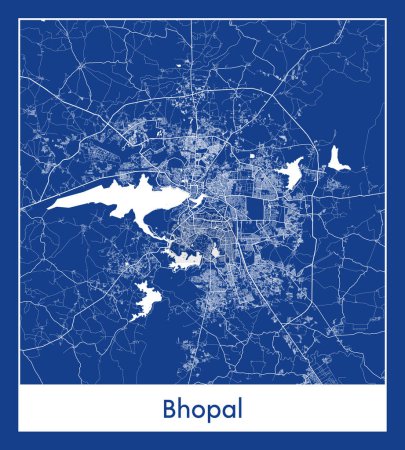 Illustration for Bhopal India Asia City map blue print vector illustration - Royalty Free Image