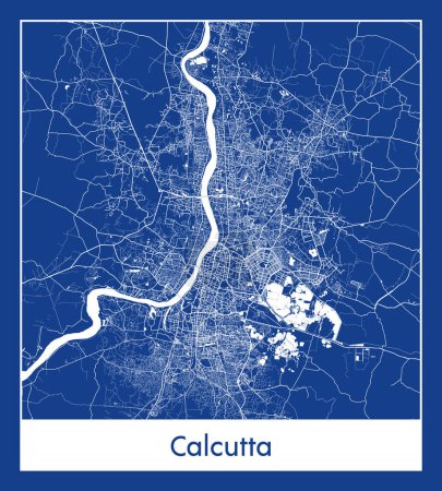Illustration for Calcutta India Asia City map blue print vector illustration - Royalty Free Image