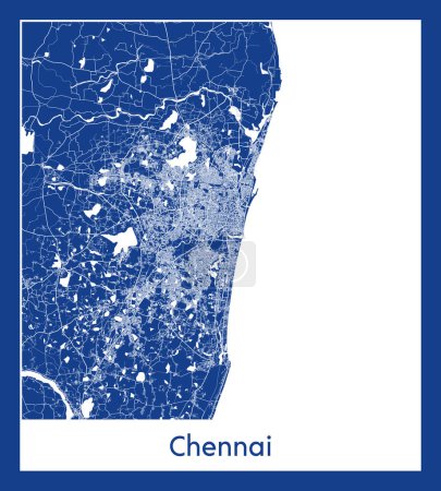 Illustration for Chennai India Asia City map blue print vector illustration - Royalty Free Image
