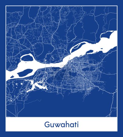 Illustration for Guwahati India Asia City map blue print vector illustration - Royalty Free Image