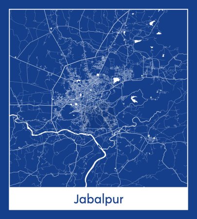 Illustration for Jabalpur India Asia City map blue print vector illustration - Royalty Free Image