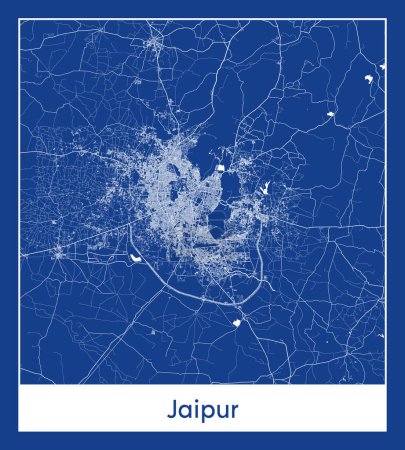 Ilustración de Jaipur India Asia City mapa azul imprimir vector ilustración - Imagen libre de derechos