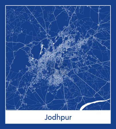 Illustration for Jodhpur India Asia City map blue print vector illustration - Royalty Free Image