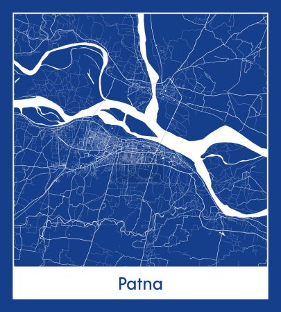 Illustration for Patna India Asia City map blue print vector illustration - Royalty Free Image