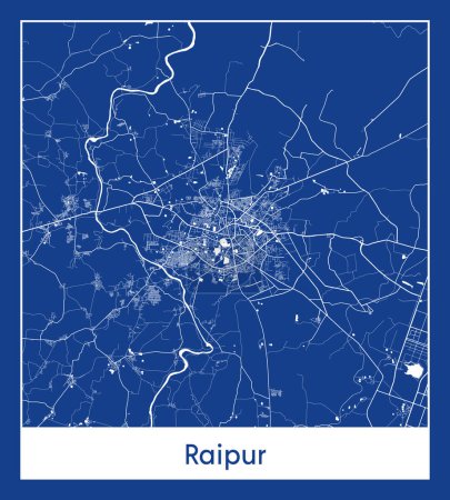 Illustration for Raipur India Asia City map blue print vector illustration - Royalty Free Image