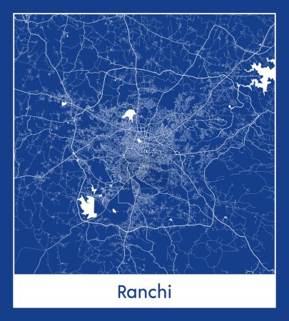 Illustration for Ranchi India Asia City map blue print vector illustration - Royalty Free Image
