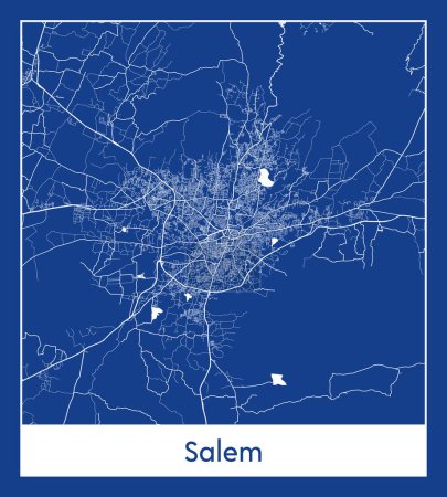 Illustration for Salem India Asia City map blue print vector illustration - Royalty Free Image