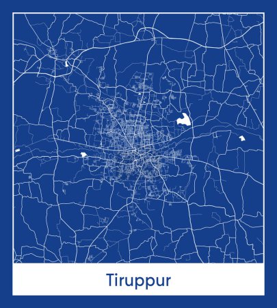 Illustration for Tiruppur India Asia City map blue print vector illustration - Royalty Free Image