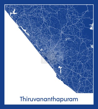 Illustration for Thiruvananthapuram India Asia City map blue print vector illustration - Royalty Free Image