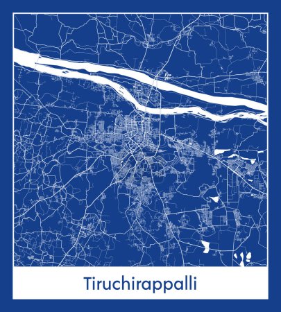 Illustration for Tiruchirappalli India Asia City map blue print vector illustration - Royalty Free Image