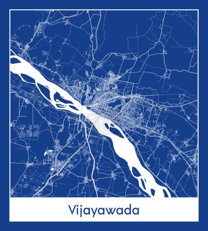 Illustration for Vijayawada India Asia City map blue print vector illustration - Royalty Free Image