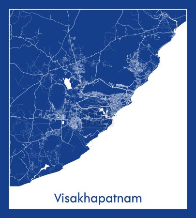 Ilustración de Visakhapatnam India Asia City mapa azul imprimir vector ilustración - Imagen libre de derechos