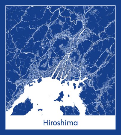 Téléchargez les illustrations : Hiroshima Japon Asie Plan de ville illustration vectorielle - en licence libre de droit