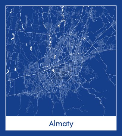 Téléchargez les illustrations : Almaty Kazakhstan Asie Plan de ville illustration vectorielle - en licence libre de droit