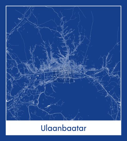 Illustration for Ulaanbaatar Mongolia Asia City map blue print vector illustration - Royalty Free Image