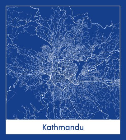 Illustration for Kathmandu Nepal Asia City map blue print vector illustration - Royalty Free Image