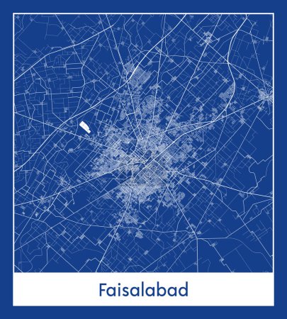 Photo for Faisalabad Pakistan Asia City map blue print vector illustration - Royalty Free Image