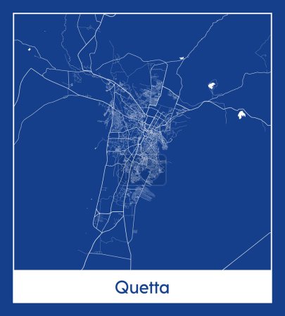 Illustration for Quetta Pakistan Asia City map blue print vector illustration - Royalty Free Image