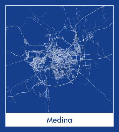 Illustration for Medina Saudi Arabia Asia City map blue print vector illustration - Royalty Free Image