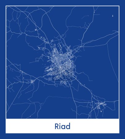 Ilustración de Riad Arabia Saudita Asia City mapa azul imprimir vector ilustración - Imagen libre de derechos