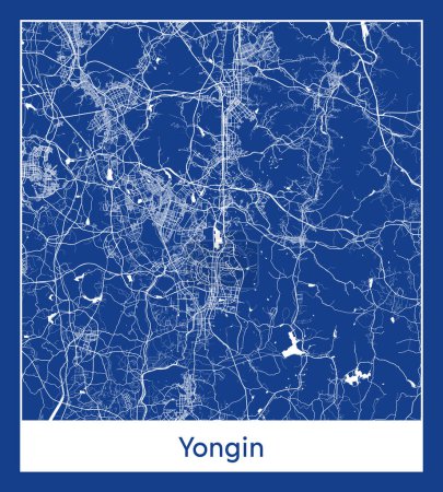 Téléchargez les illustrations : Yongin Corée du Sud Asie Plan de la ville illustration vectorielle - en licence libre de droit