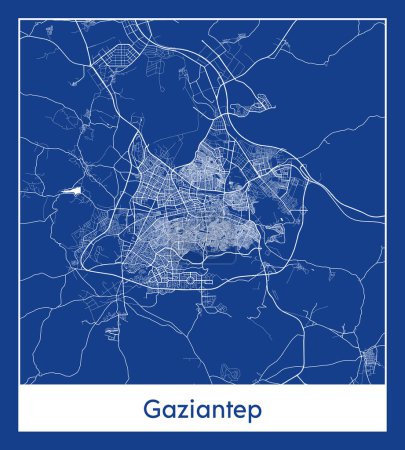 Illustration for Gaziantep Turkey Asia City map blue print vector illustration - Royalty Free Image