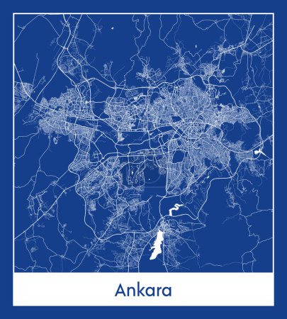 Illustration for Ankara Turkey Asia City map blue print vector illustration - Royalty Free Image