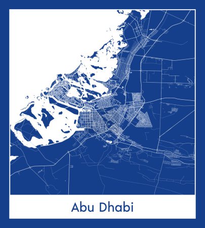 Illustration for Abu Dhabi United Arab Emirates Asia City map blue print vector illustration - Royalty Free Image
